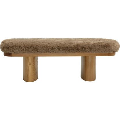 Ollie Straight Vegan Shearling Bench by TOV Furniture. Made from ash wood, faux shearling in a transitional style.