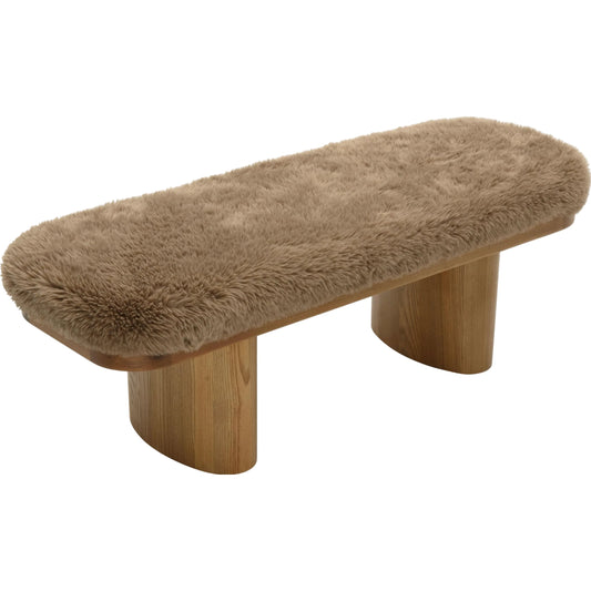 Ollie Straight Vegan Shearling Bench by TOV Furniture. Made from ash wood, faux shearling in a unique style.