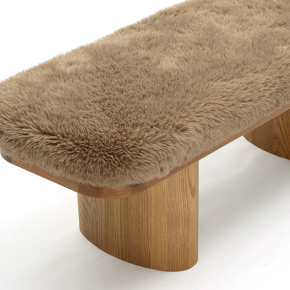 Ollie Straight Vegan Shearling Bench by TOV Furniture. Made from ash wood, faux shearling in a transitional style.