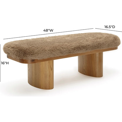 Ollie Straight Vegan Shearling Bench by TOV Furniture. Made from ash wood, faux shearling in a transitional style.