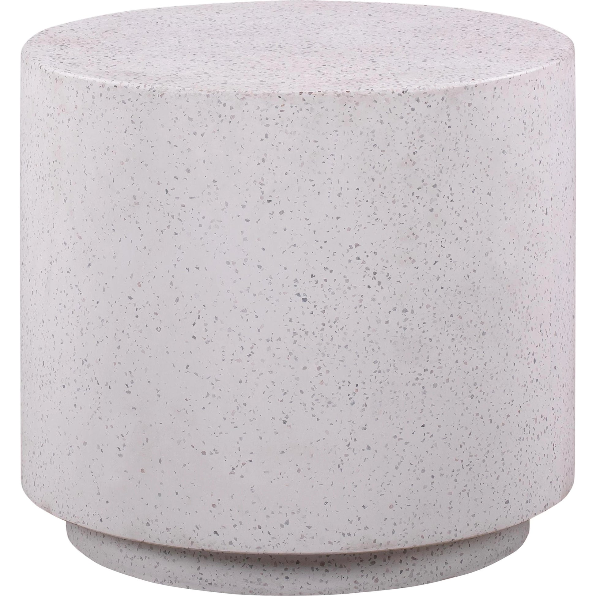 Terrazzo Light Speckled Side Table by TOV Furniture in gray. Made from concrete in a modern style.