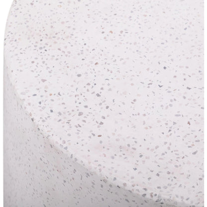 Terrazzo Light Speckled Side Table by TOV Furniture in gray. Made from concrete in a modern style.