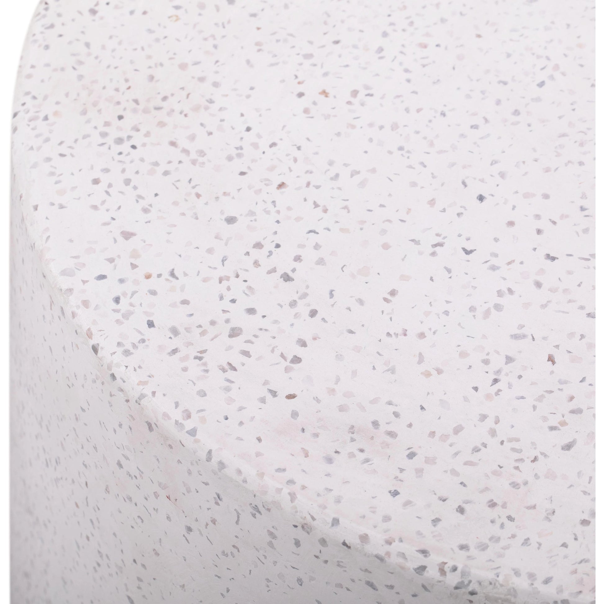 Terrazzo Light Speckled Side Table by TOV Furniture in gray. Made from concrete in a modern style.