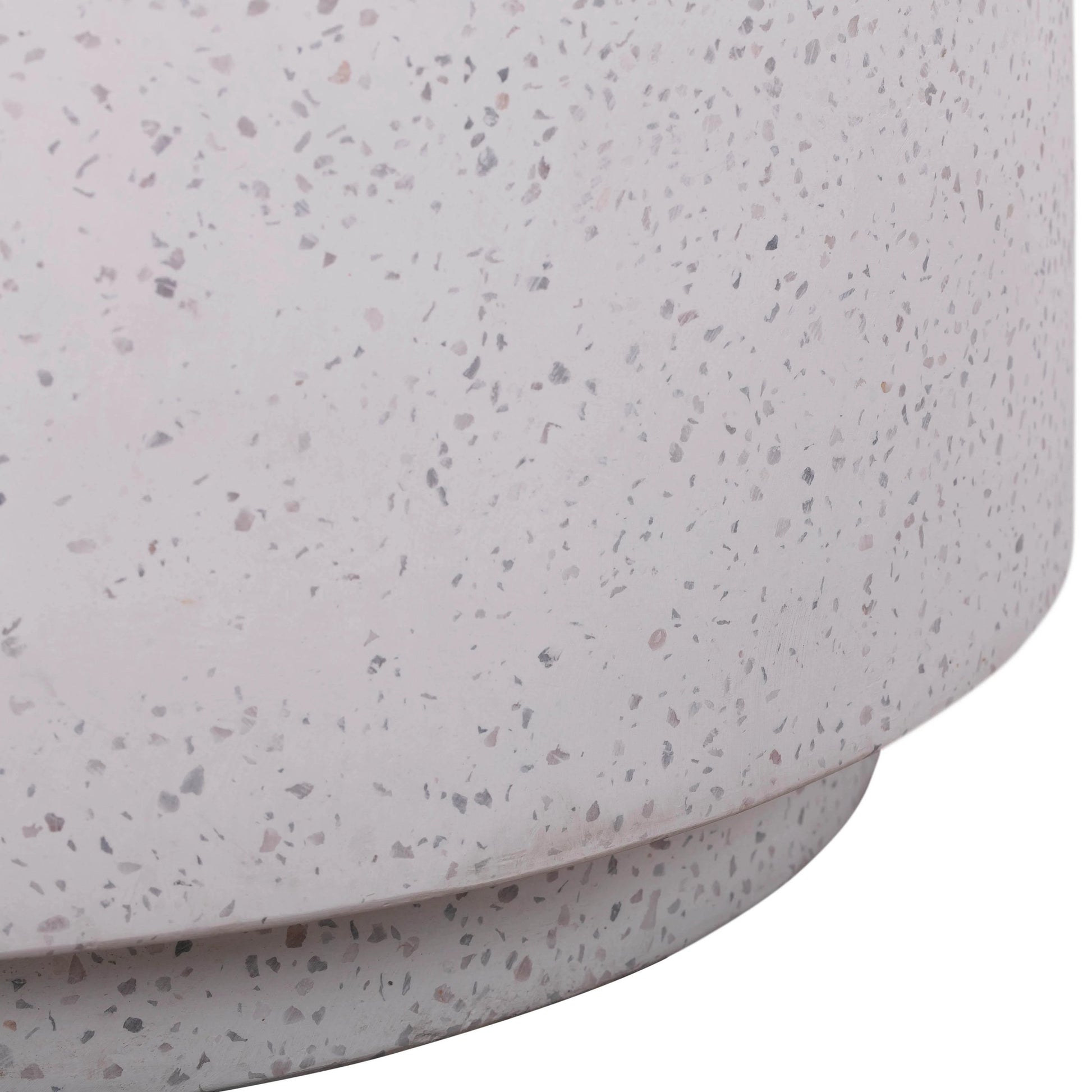 Terrazzo Light Speckled Side Table by TOV Furniture in gray. Made from concrete in a modern style.