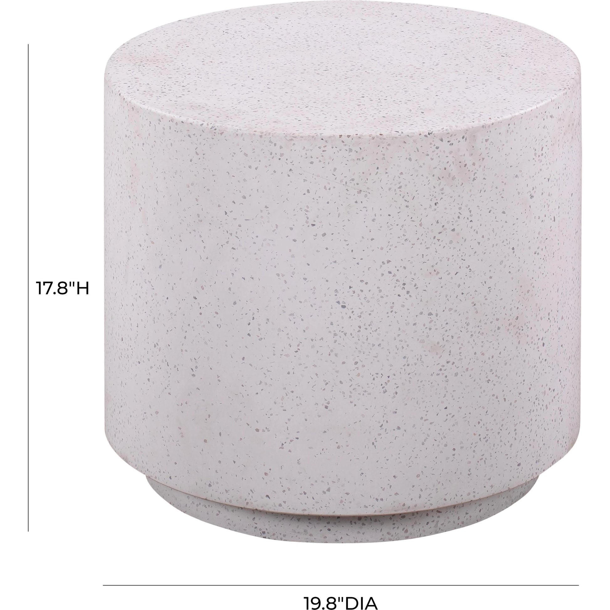 Terrazzo Light Speckled Side Table by TOV Furniture in gray. Made from concrete in a modern style.