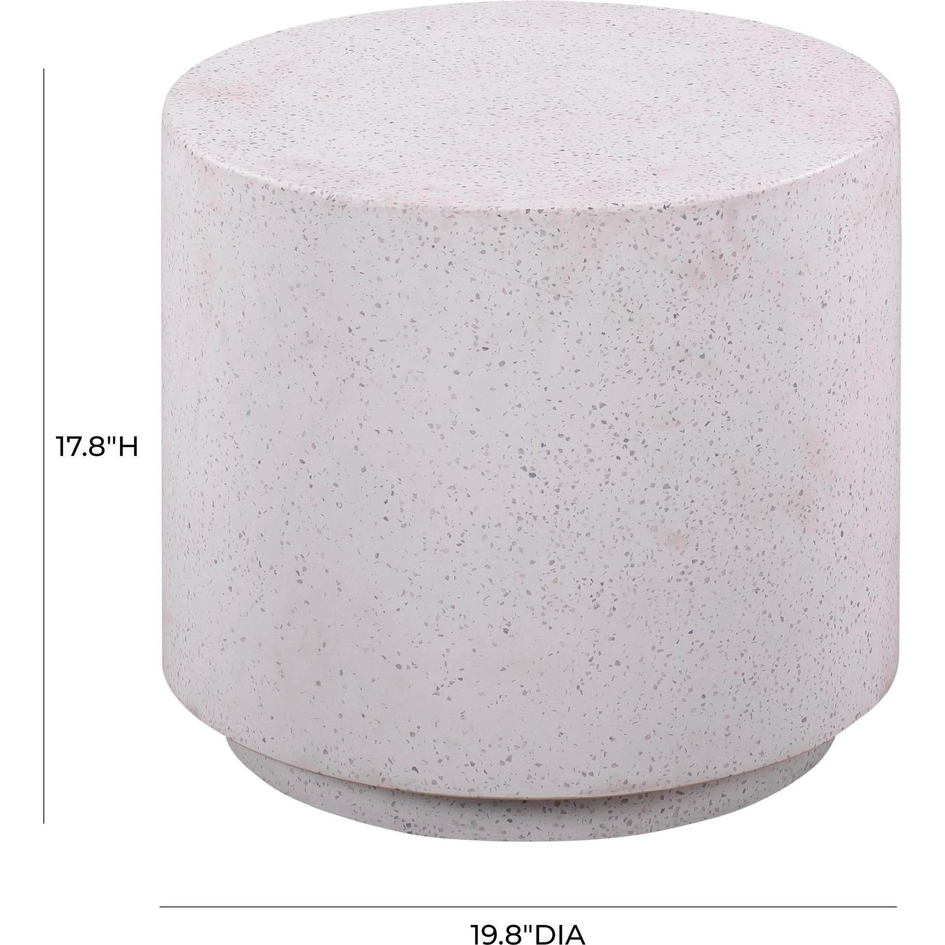 Terrazzo Light Speckled Side Table by TOV Furniture in gray. Made from concrete in a modern style.