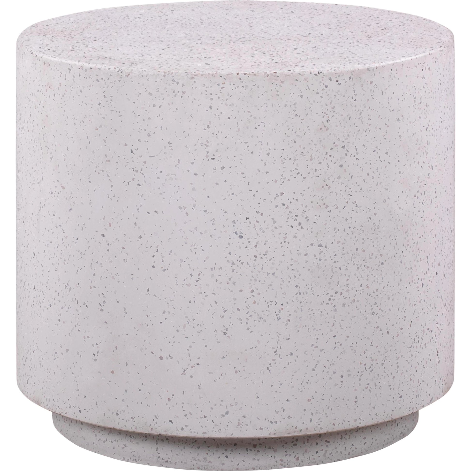 Terrazzo Light Speckled Side Table by TOV Furniture in gray. Made from concrete in a modern style.