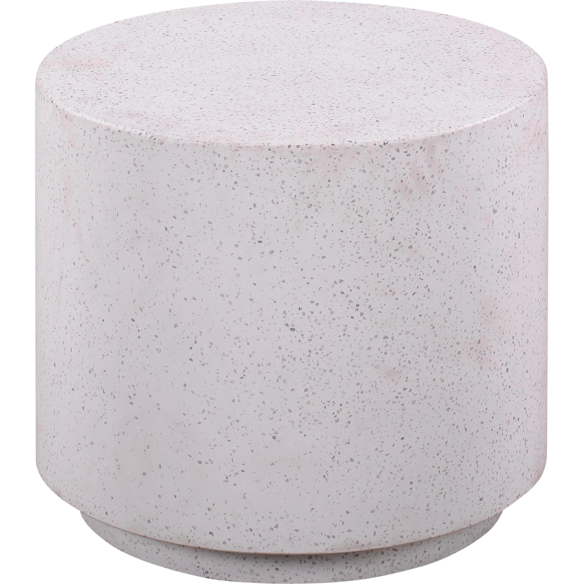 Terrazzo Light Speckled Side Table by TOV Furniture in gray. Made from concrete in a modern style.
