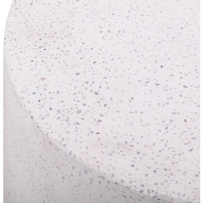 Terrazzo Light Speckled Side Table by TOV Furniture in gray. Made from concrete in a modern style.