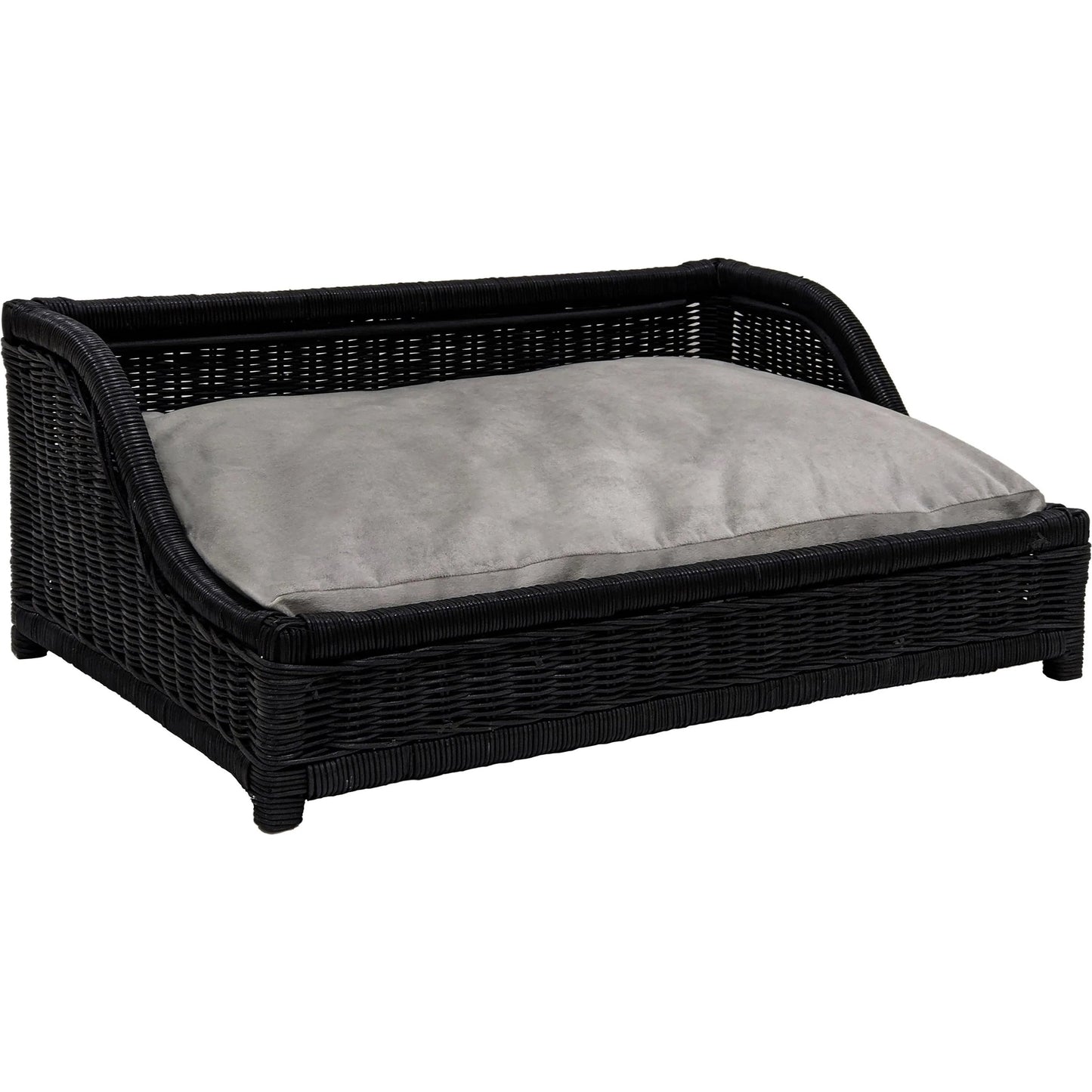 001 SI-2248424 | Primary Silo | Poppy Rattan Pet Bed by TOV Furniture in black. Made from natural cane in a rustic style.