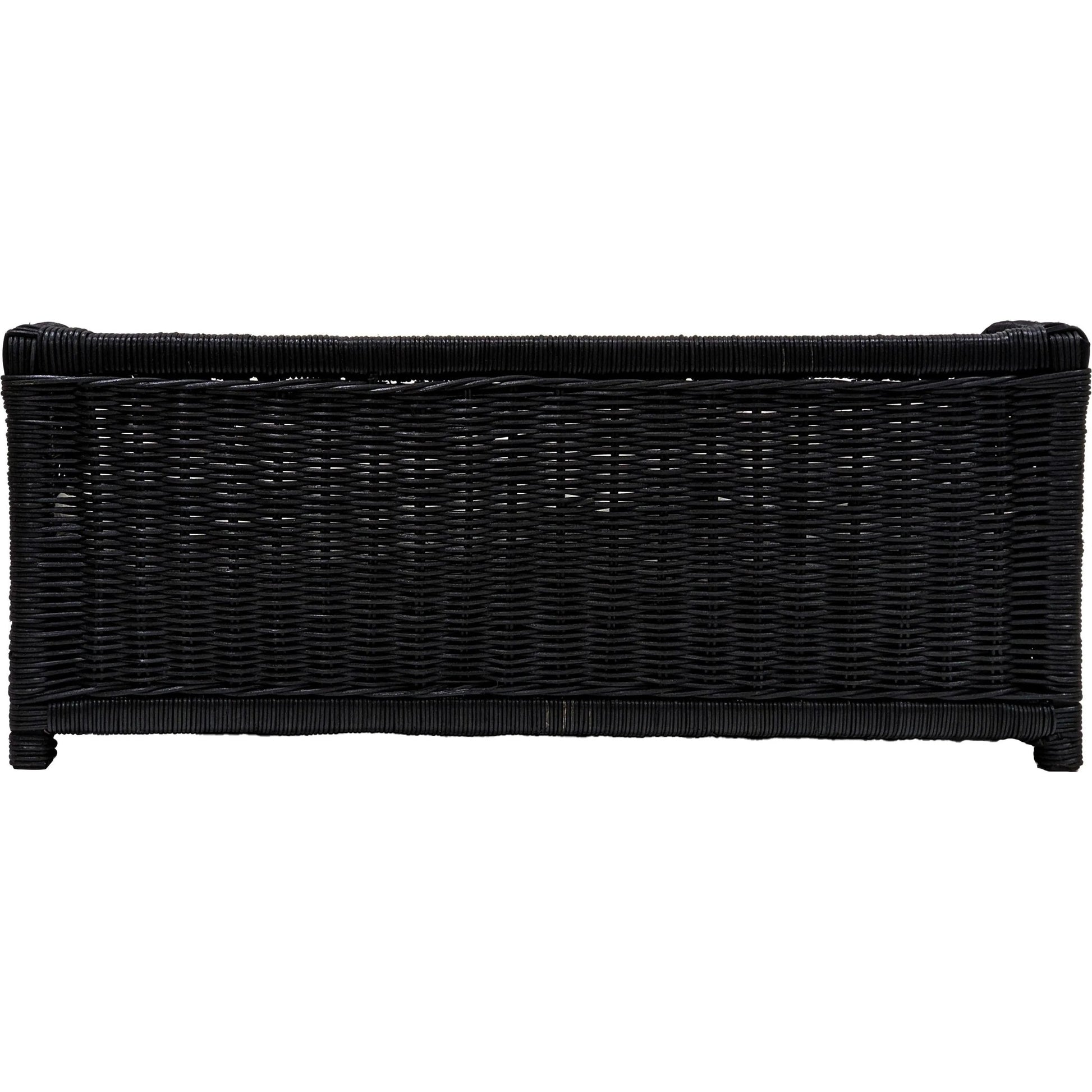 Poppy Rattan Pet Bed by TOV Furniture in black. Made from natural cane in a rustic style.