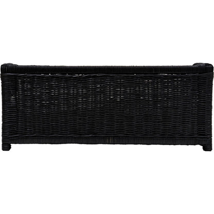 Poppy Rattan Pet Bed by TOV Furniture in black. Made from natural cane in a rustic style.