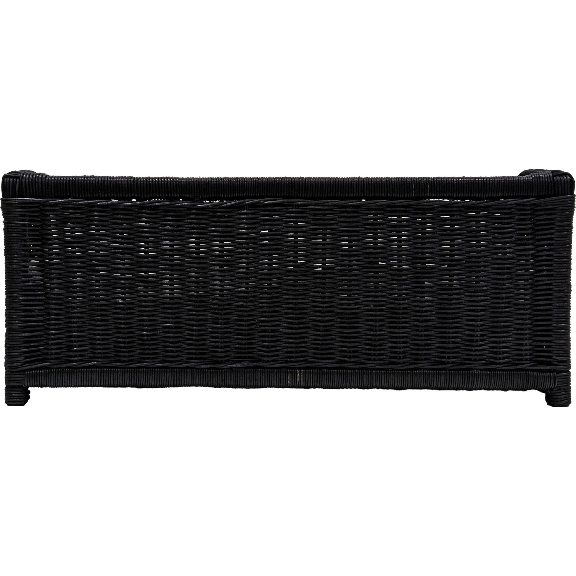 Poppy Rattan Pet Bed by TOV Furniture in black. Made from natural cane in a rustic style.