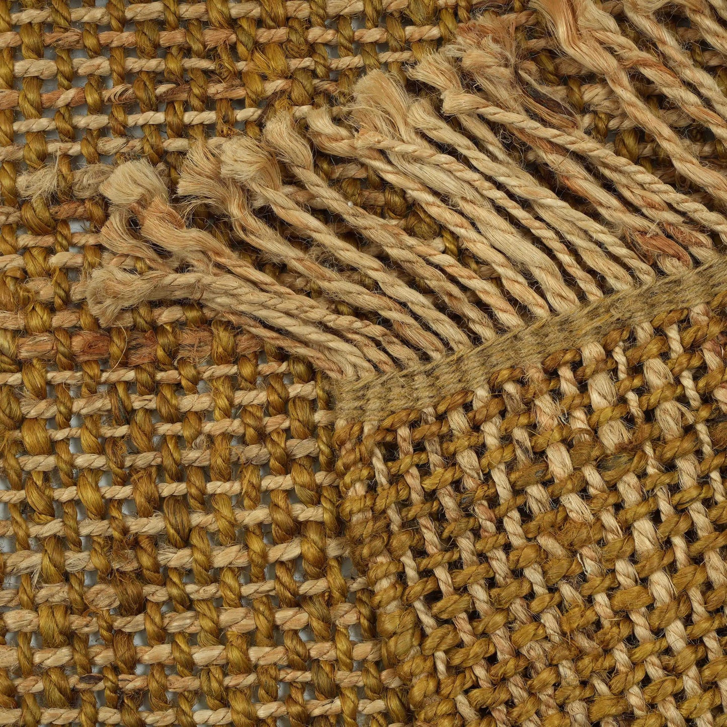 005 SI-2107456 | Closeup | Mata Area Rug by TOV Furniture in natural. Made from jute in a unique style.