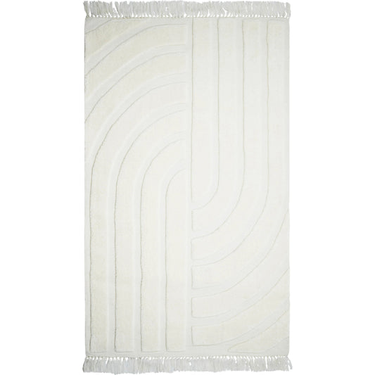 Loop Area Rug by TOV Furniture in white. Made from cotton, wool in a unique style.