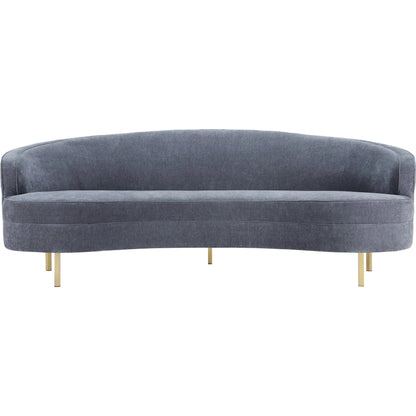 Baila Sofa by TOV Furniture in navy. Made from velvet, wood, stainless steel in a modern style.