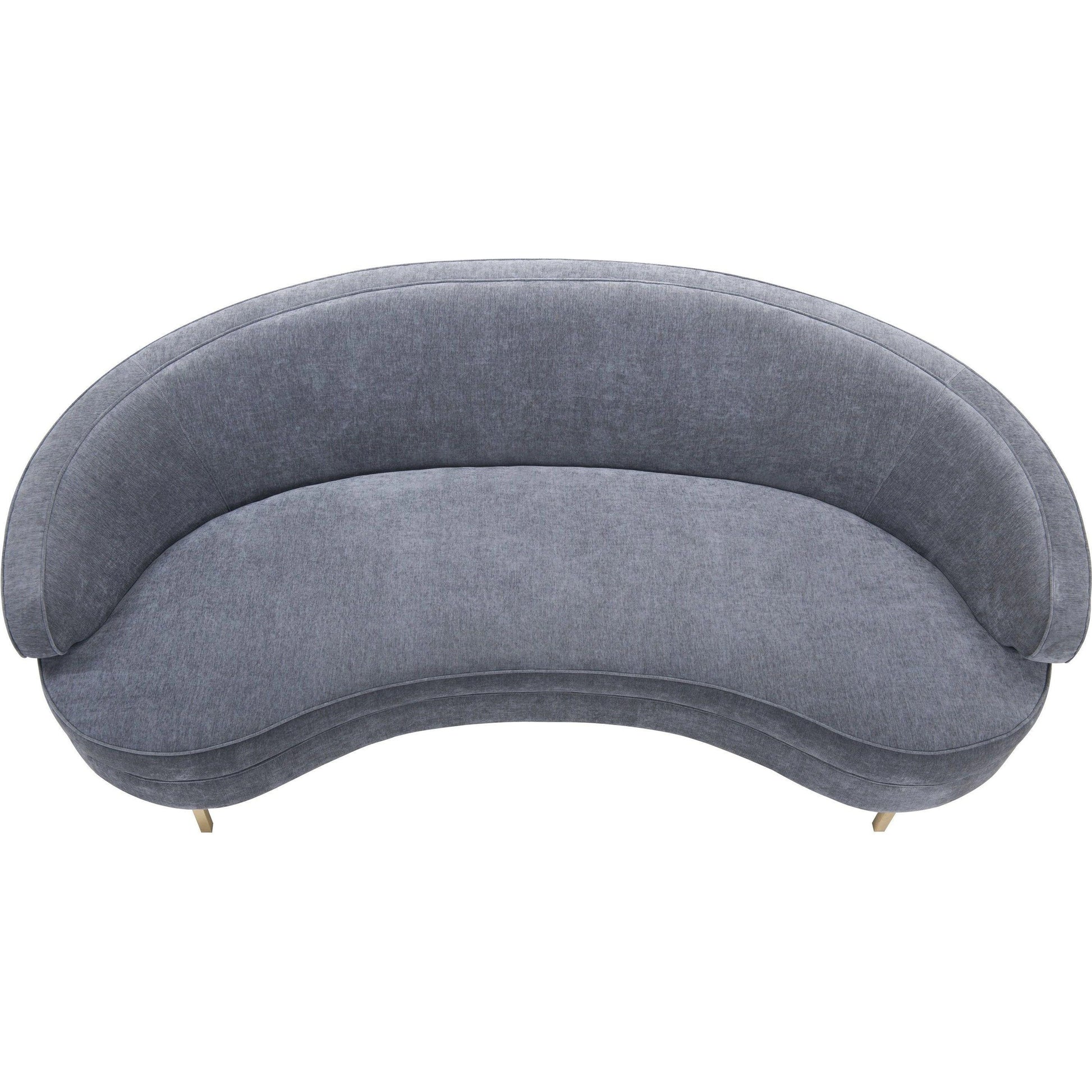 Baila Sofa by TOV Furniture in navy. Made from velvet, wood, stainless steel in a modern style.