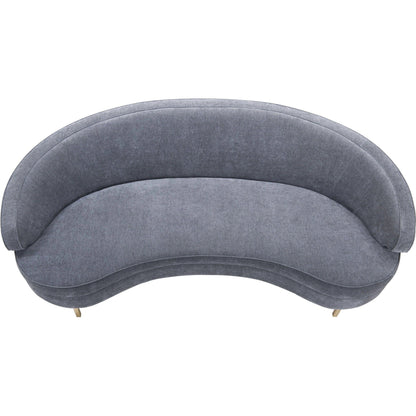 Baila Sofa by TOV Furniture in navy. Made from velvet, wood, stainless steel in a modern style.