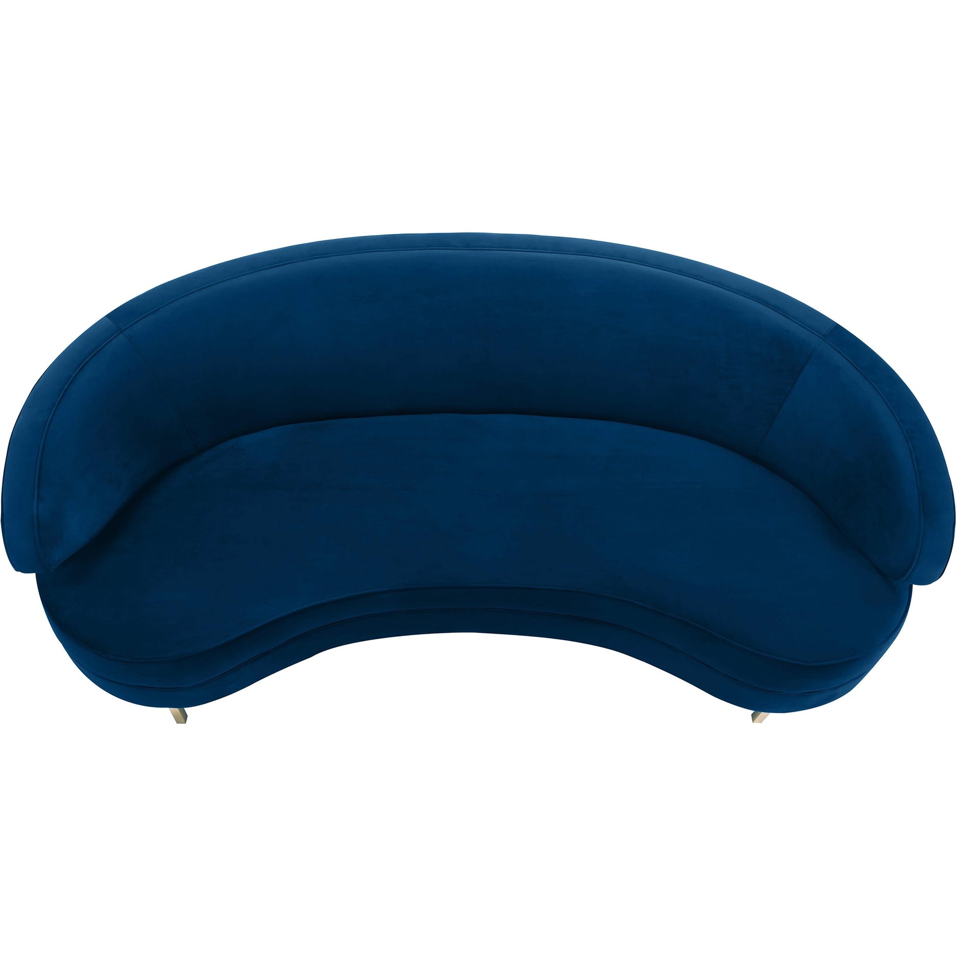 Baila Sofa by TOV Furniture in navy. Made from velvet, wood, stainless steel in a modern style.