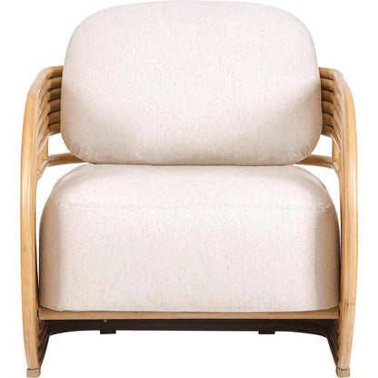 Lauretta Fabric and Rattan Accent Chair by TOV Furniture in cream, natural. Made from cane, linen in a rustic style.