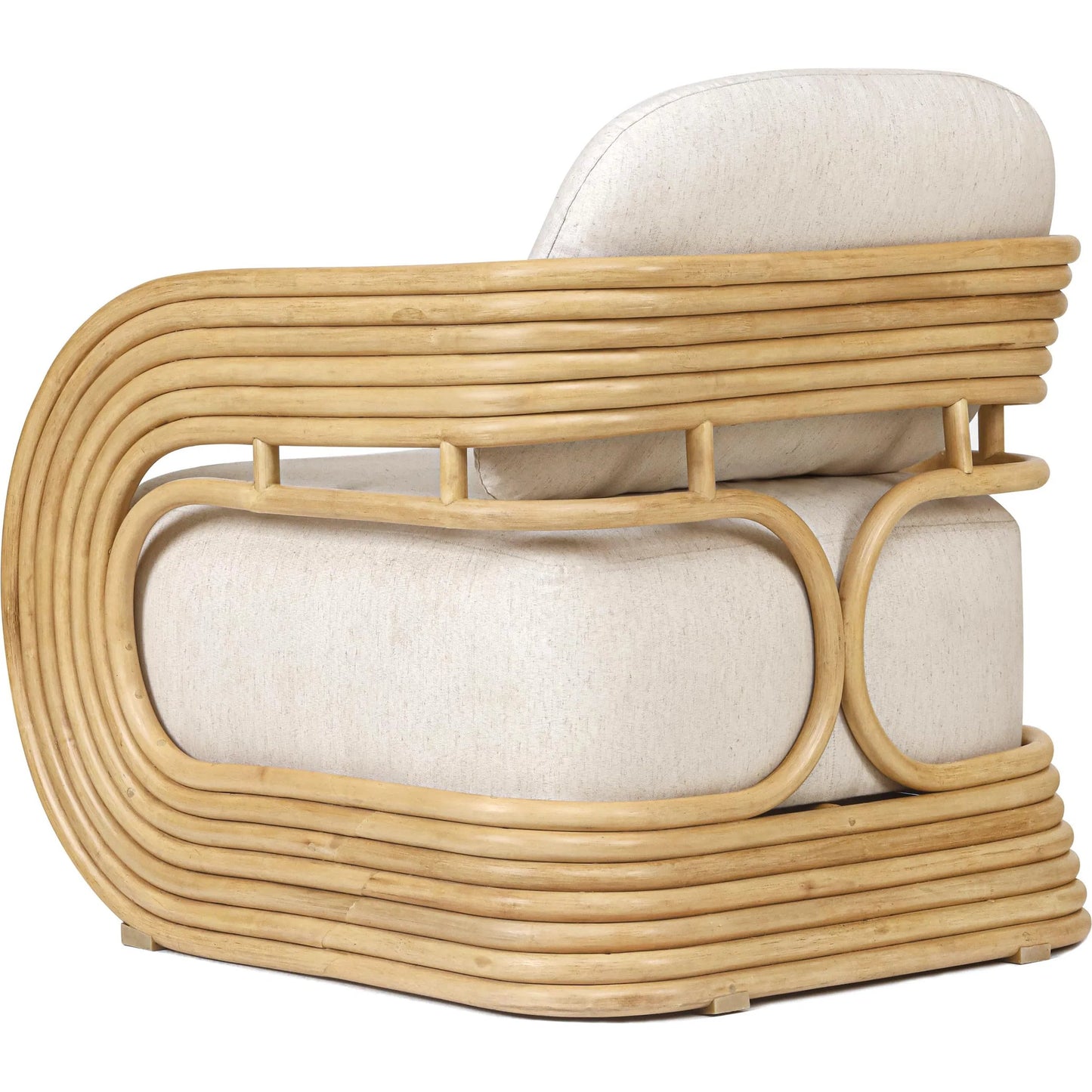 004 SI-2320941 | Additional Silo | Lauretta Fabric and Rattan Accent Chair by TOV Furniture in cream, natural. Made from cane, linen in a rustic style.