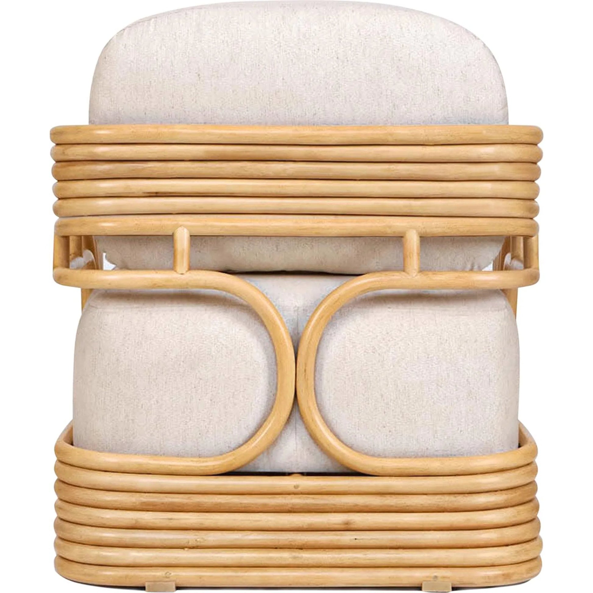 Lauretta Fabric and Rattan Accent Chair by TOV Furniture in cream, natural. Made from cane, linen in a rustic style.