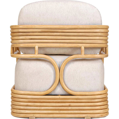 Lauretta Fabric and Rattan Accent Chair by TOV Furniture in cream, natural. Made from cane, linen in a rustic style.