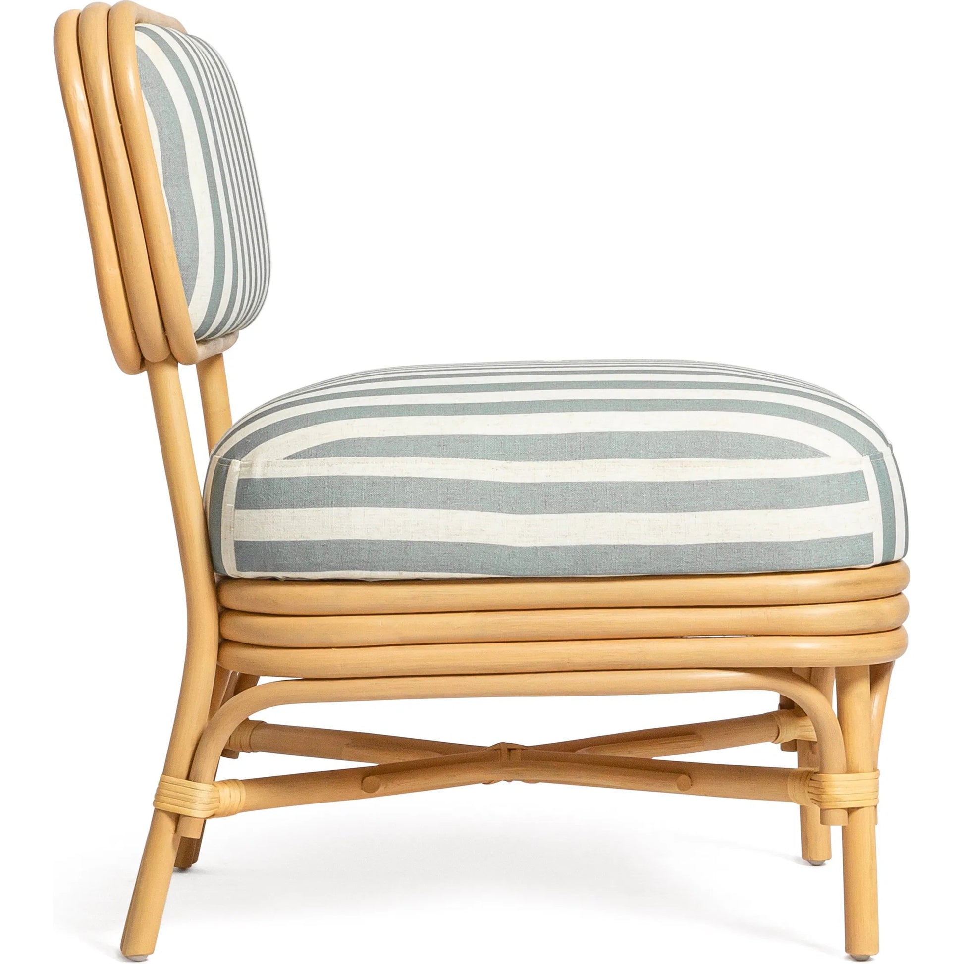 Dorine Striped Performance Linen Accent Chair by TOV Furniture. Made from fabric, rattan in a unique style.