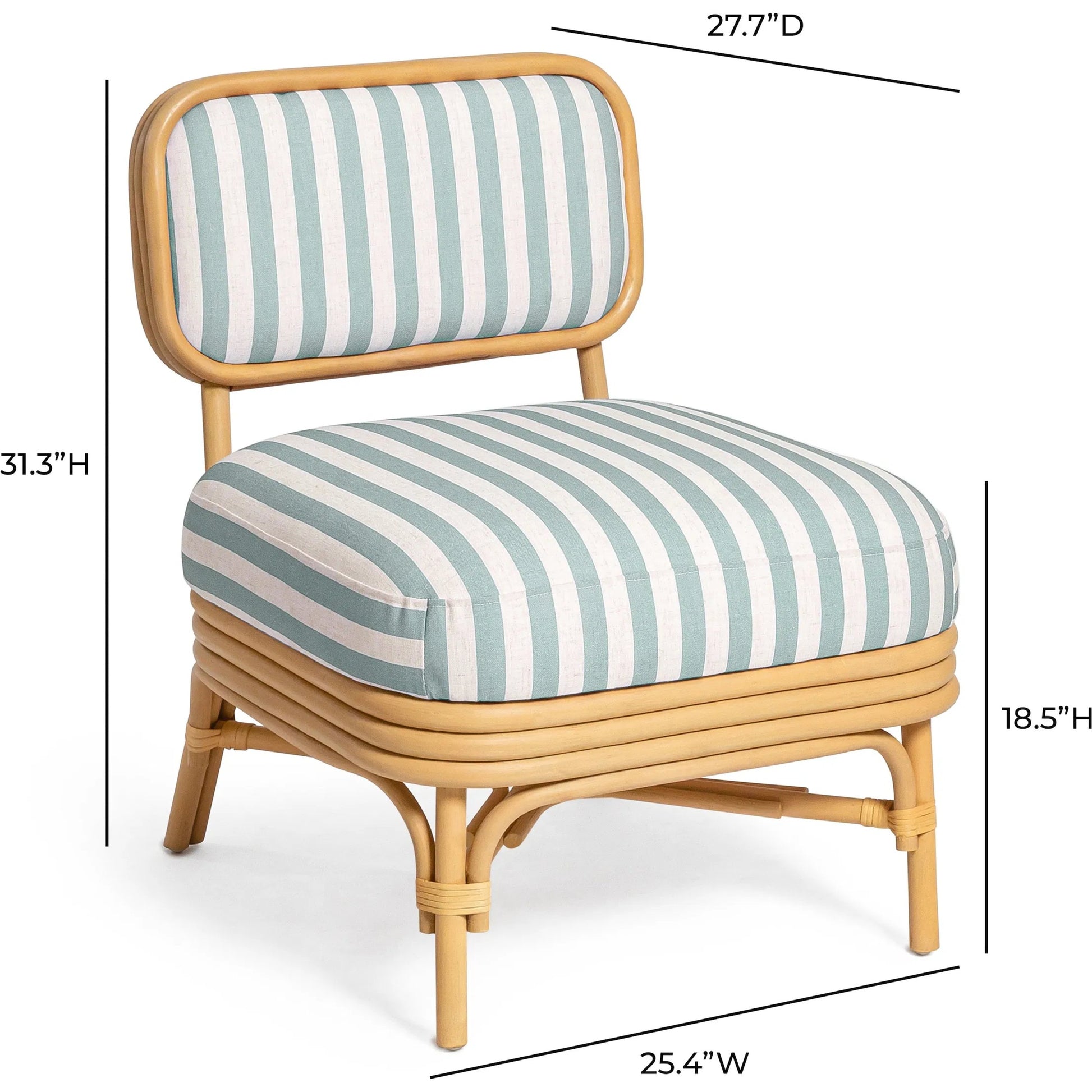 Dorine Striped Performance Linen Accent Chair by TOV Furniture. Made from fabric, rattan in a unique style.
