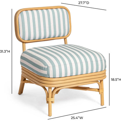 Dorine Striped Performance Linen Accent Chair by TOV Furniture. Made from fabric, rattan in a unique style.