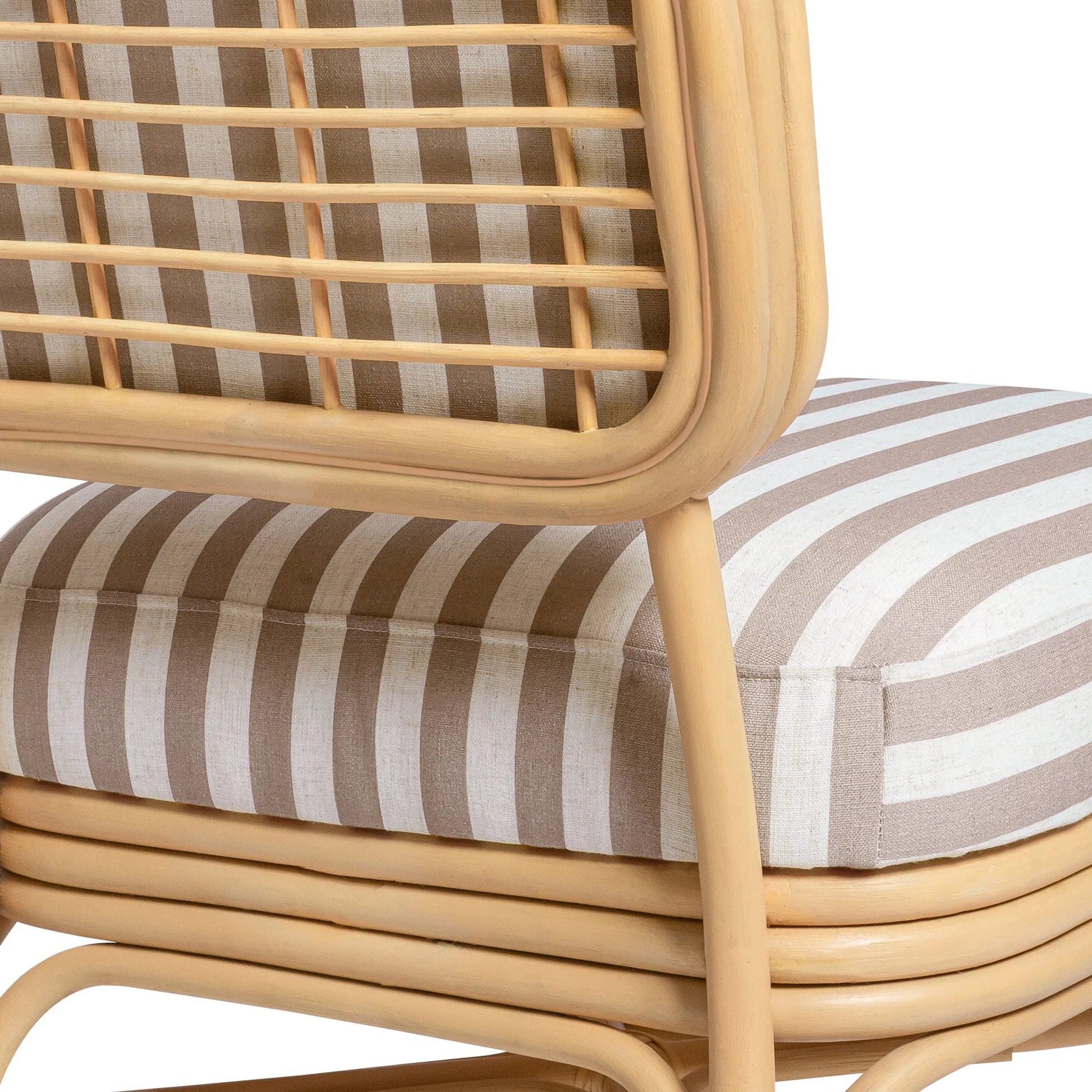 Dorine Striped Performance Linen Accent Chair by TOV Furniture. Made from fabric, rattan in a unique style.