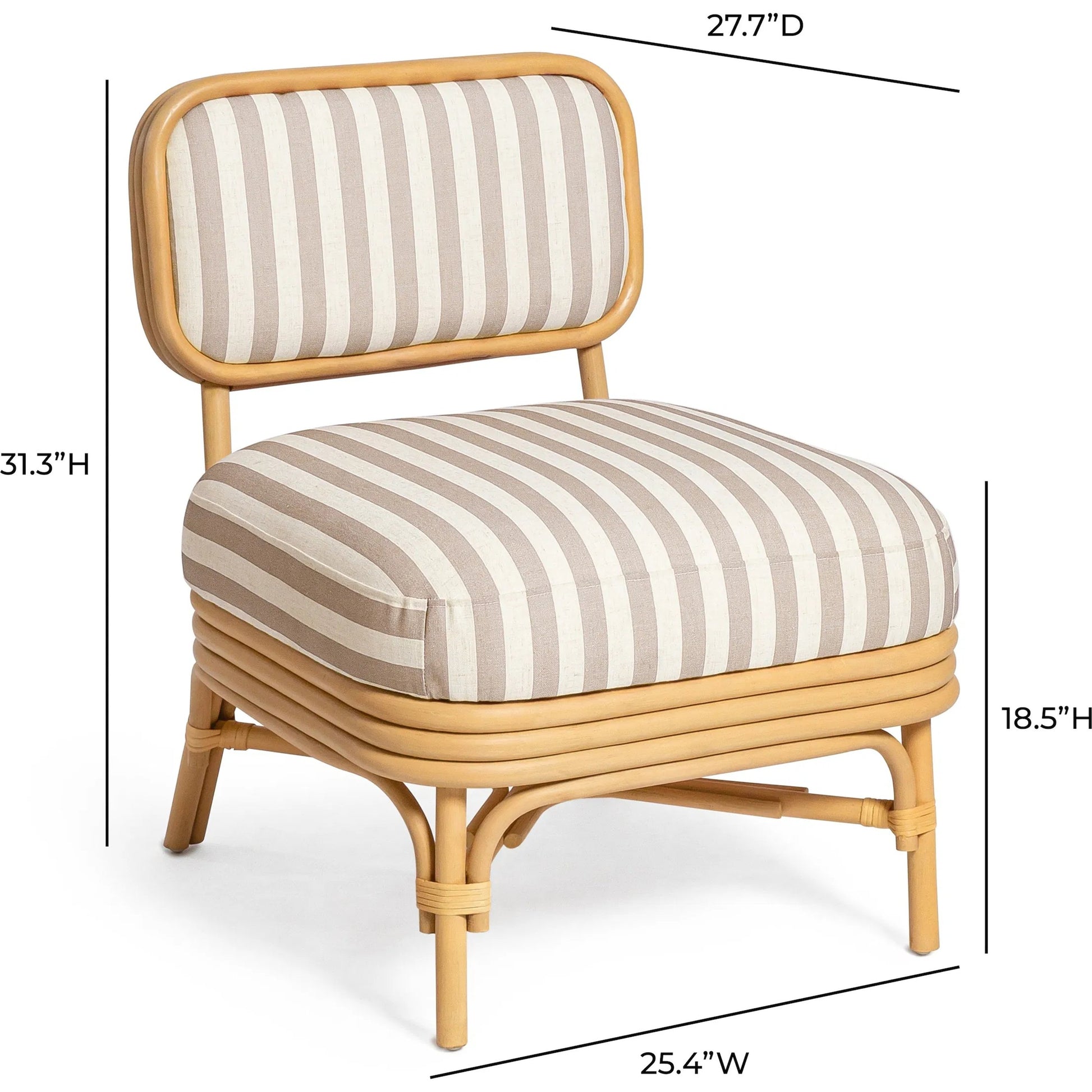 Dorine Striped Performance Linen Accent Chair by TOV Furniture. Made from fabric, rattan in a unique style.