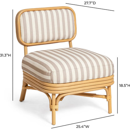 Dorine Striped Performance Linen Accent Chair by TOV Furniture. Made from fabric, rattan in a unique style.