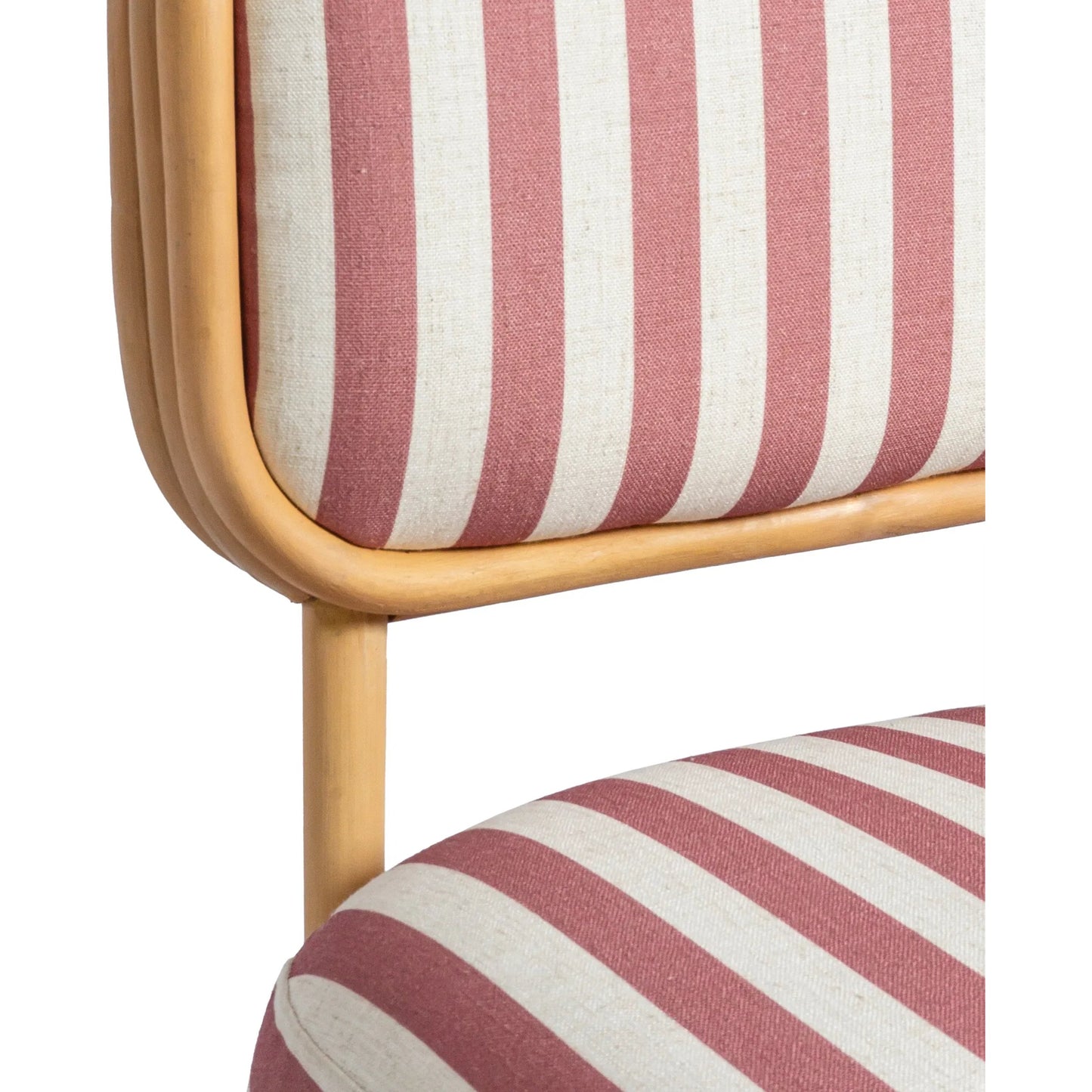 018 SI-2532641 | Closeup | Dorine Striped Performance Linen Accent Chair by TOV Furniture. Made from fabric, rattan in a unique style.