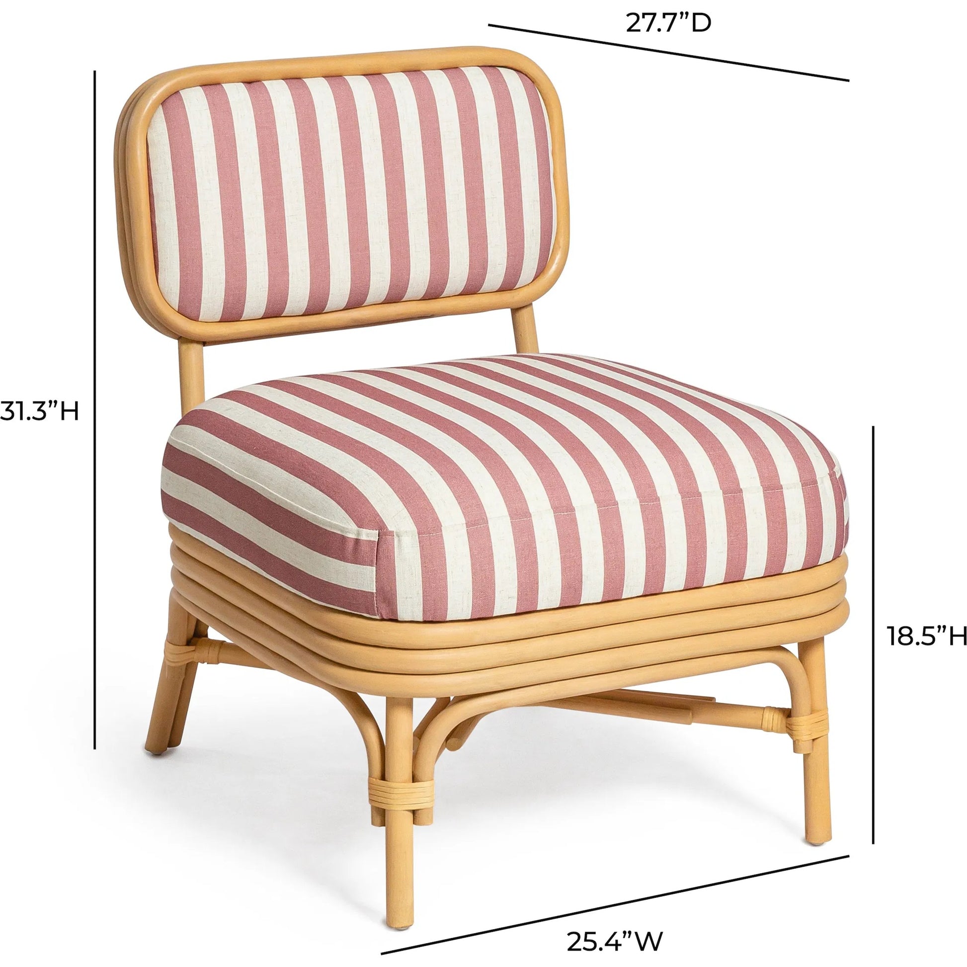 Dorine Striped Performance Linen Accent Chair by TOV Furniture. Made from fabric, rattan in a unique style.