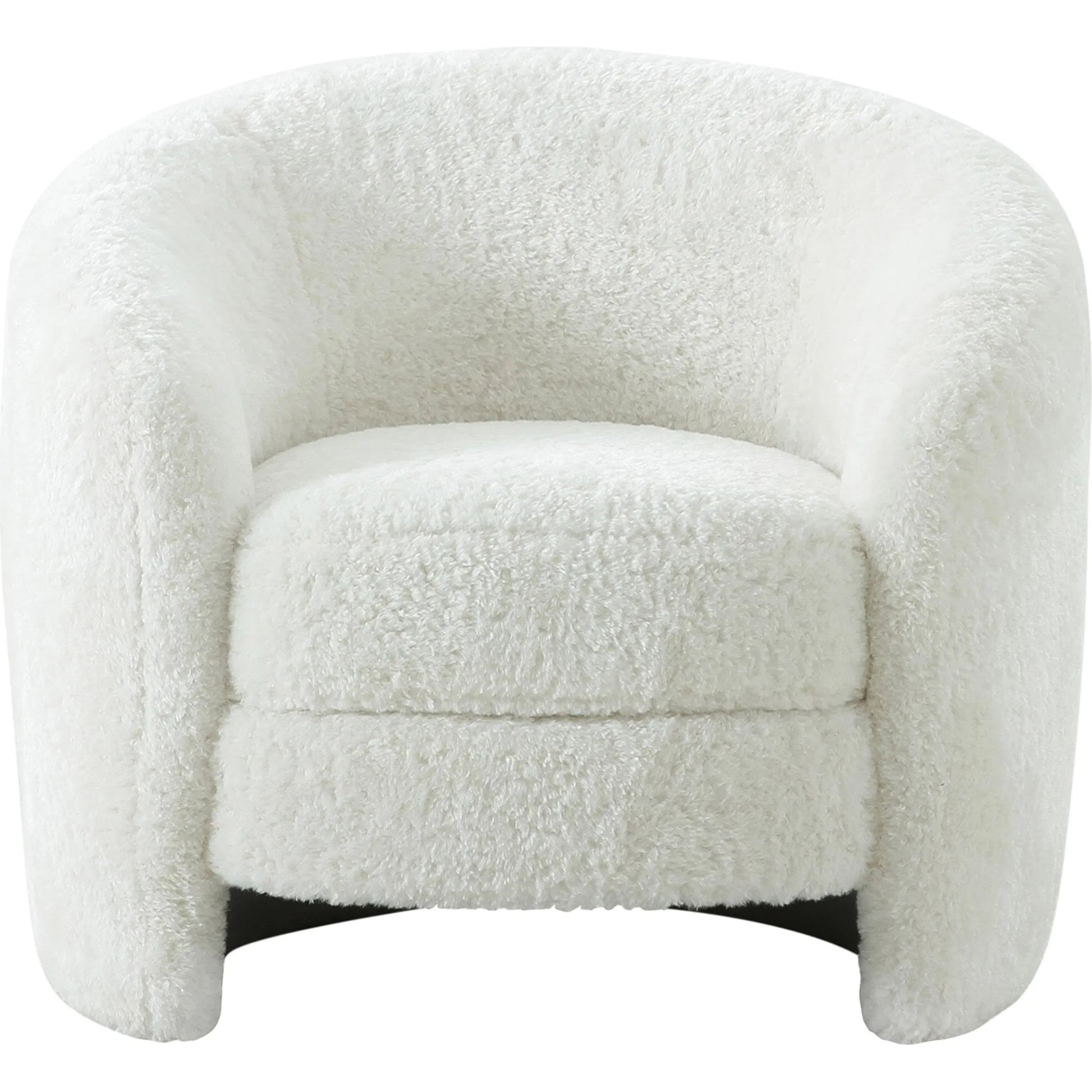 Dakota Faux Shearling Armchair by TOV Furniture in white. Made from faux shearling (polyester), pine, plywood in a modern style.