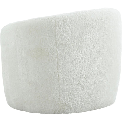 Dakota Faux Shearling Armchair by TOV Furniture in white. Made from faux shearling (polyester), pine, plywood in a modern style.