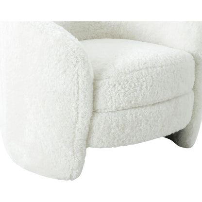 Dakota Faux Shearling Armchair by TOV Furniture in white. Made from faux shearling (polyester), pine, plywood in a modern style.