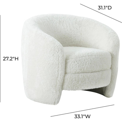 Dakota Faux Shearling Armchair by TOV Furniture in white. Made from faux shearling (polyester), pine, plywood in a modern style.