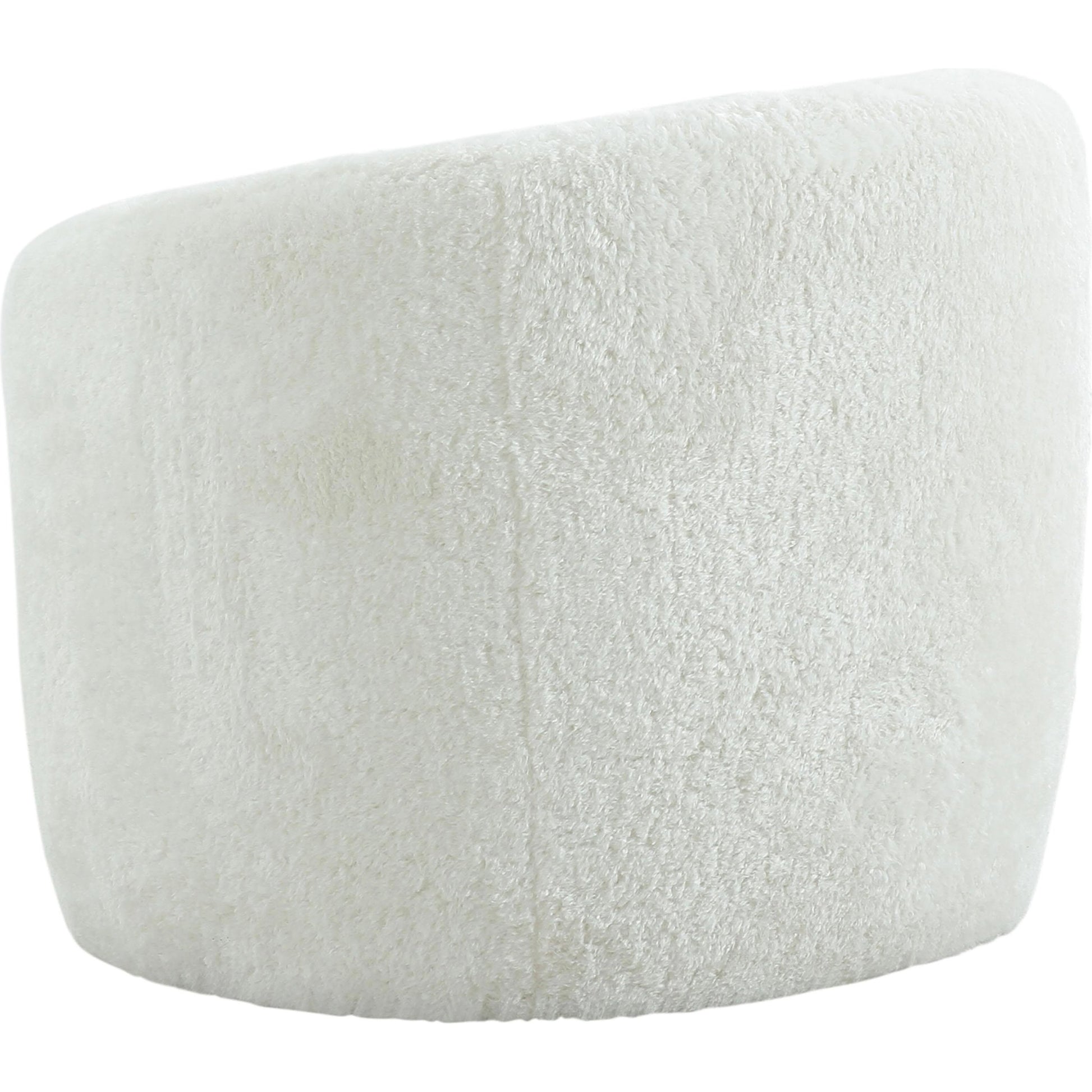 Dakota Faux Shearling Armchair by TOV Furniture in white. Made from faux shearling (polyester), pine, plywood in a modern style.