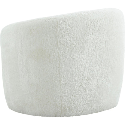 Dakota Faux Shearling Armchair by TOV Furniture in white. Made from faux shearling (polyester), pine, plywood in a modern style.