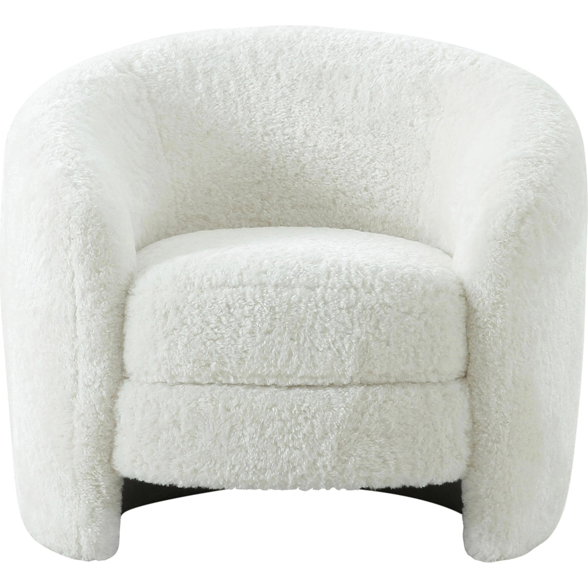 Dakota Faux Shearling Armchair by TOV Furniture in white. Made from faux shearling (polyester), pine, plywood in a modern style.