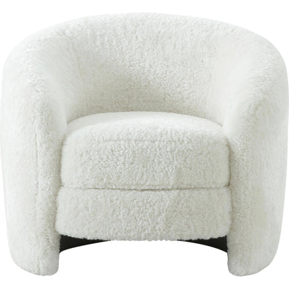 Dakota Faux Shearling Armchair by TOV Furniture in white. Made from faux shearling (polyester), pine, plywood in a modern style.