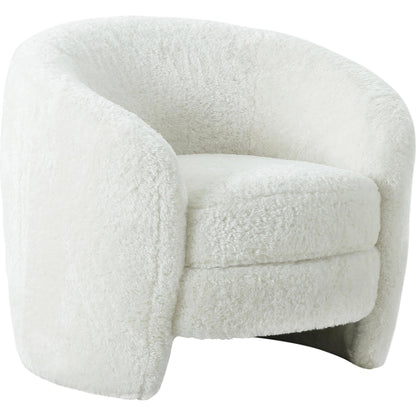 Dakota Faux Shearling Armchair by TOV Furniture in white. Made from faux shearling (polyester), pine, plywood in a modern style.