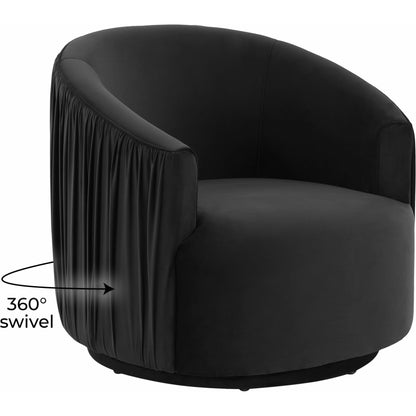 London Pleated Swivel Chair by TOV Furniture in forest green. Made from velvet, pine, plywood in a modern style.