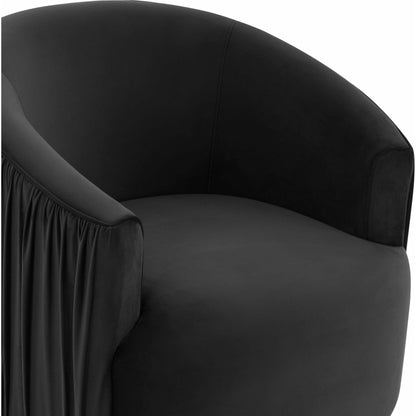 London Pleated Swivel Chair by TOV Furniture in forest green. Made from velvet, pine, plywood in a modern style.