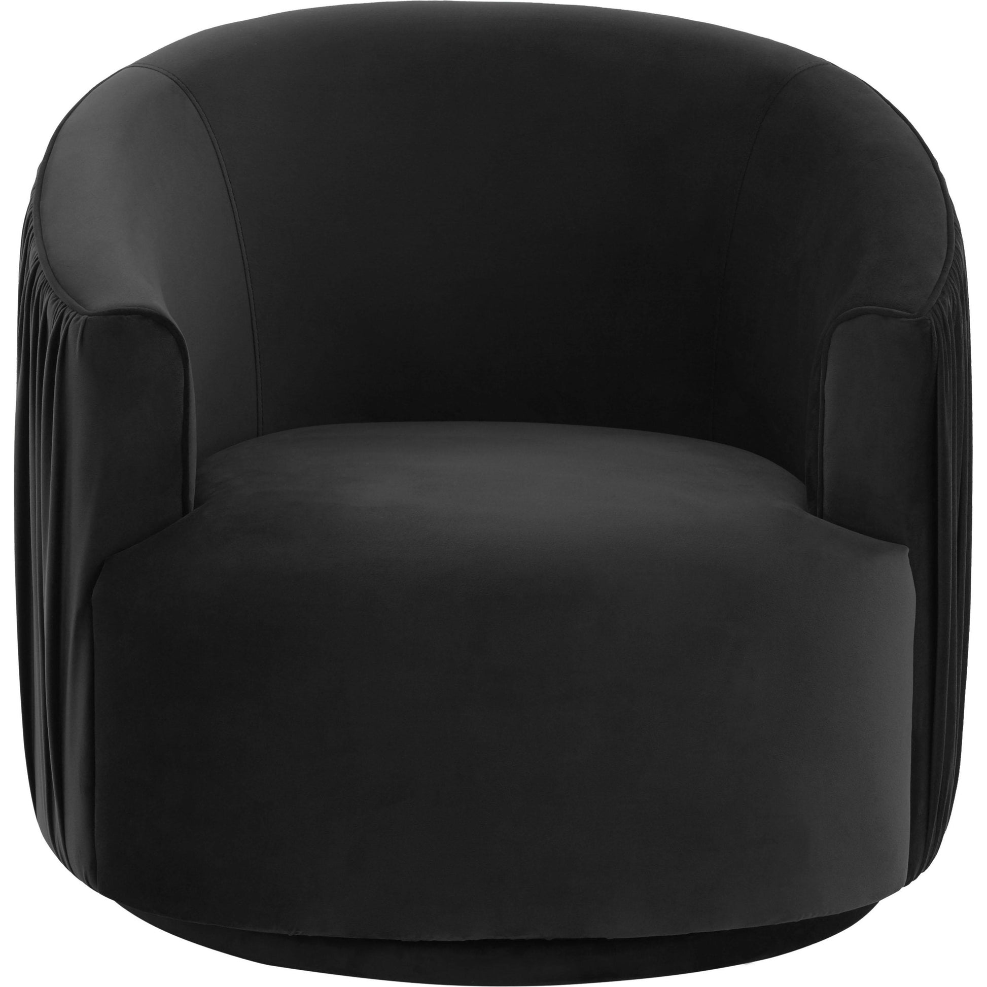 London Pleated Swivel Chair by TOV Furniture in forest green. Made from velvet, pine, plywood in a modern style.