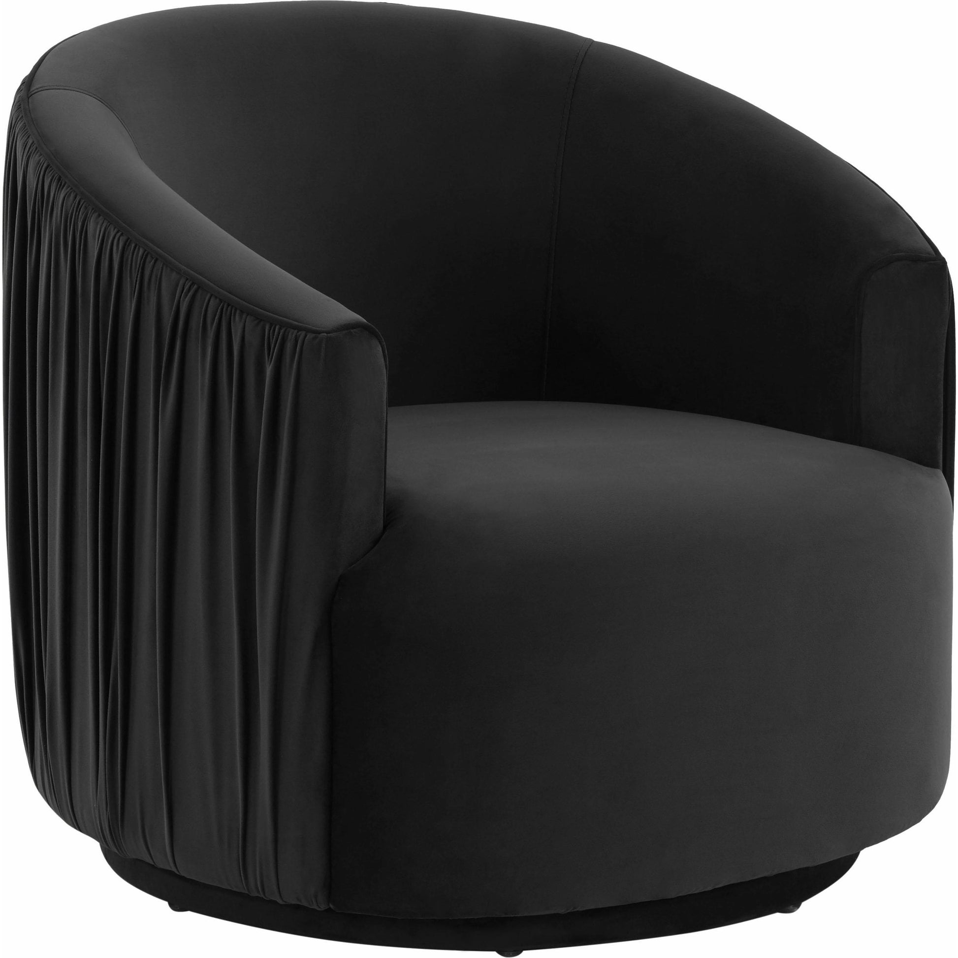 London Pleated Swivel Chair by TOV Furniture in forest green. Made from velvet, pine, plywood in a modern style.