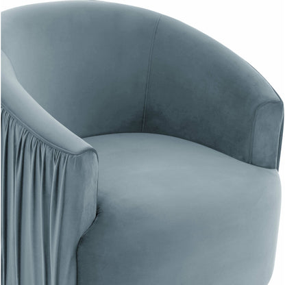 London Pleated Swivel Chair by TOV Furniture in forest green. Made from velvet, pine, plywood in a modern style.