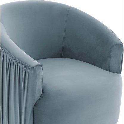 London Pleated Swivel Chair by TOV Furniture in forest green. Made from velvet, pine, plywood in a modern style.